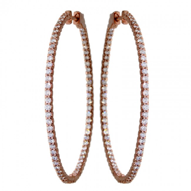 14k Rose Gold Secure Lick 43mm In Out Hoops
