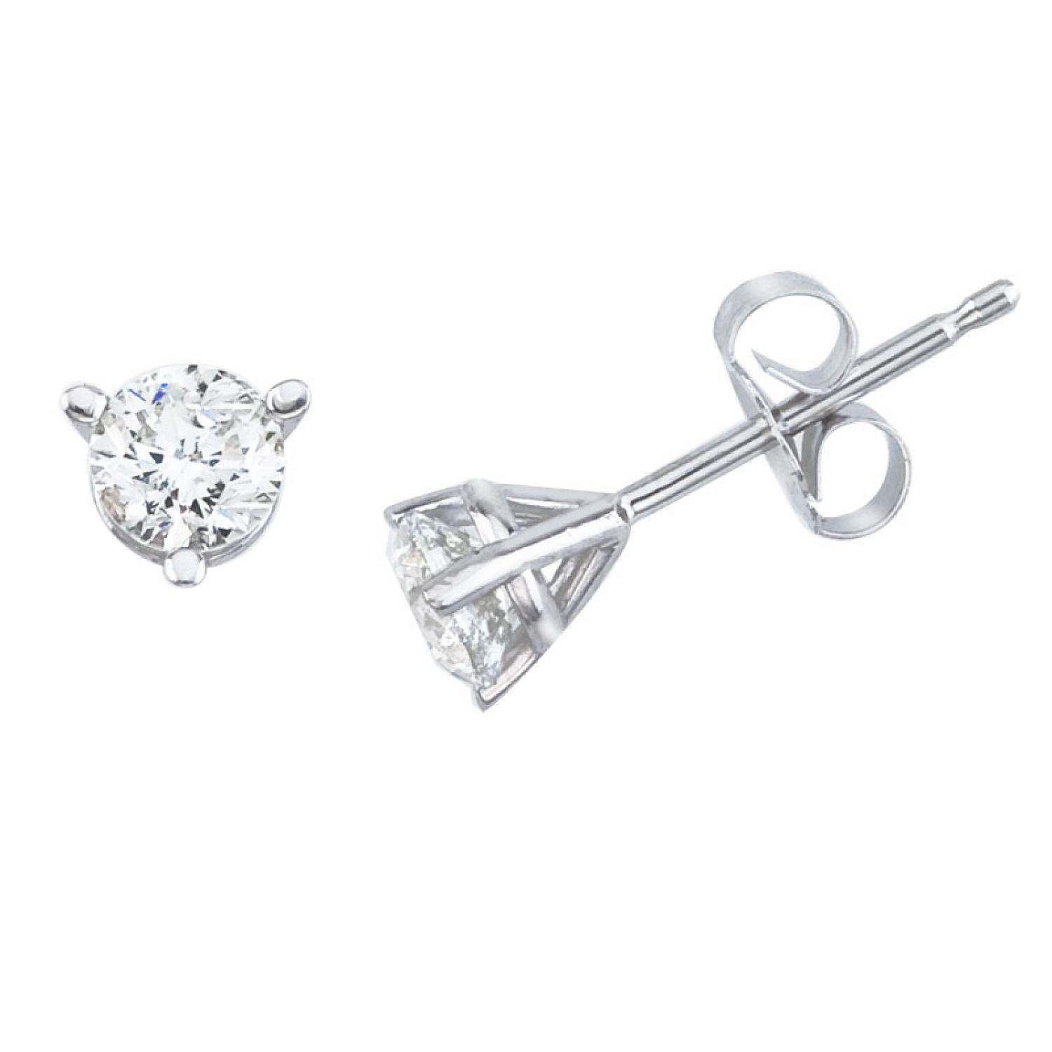 14K White Gold .50 Ct Diamond Martini Setting Stud Earring