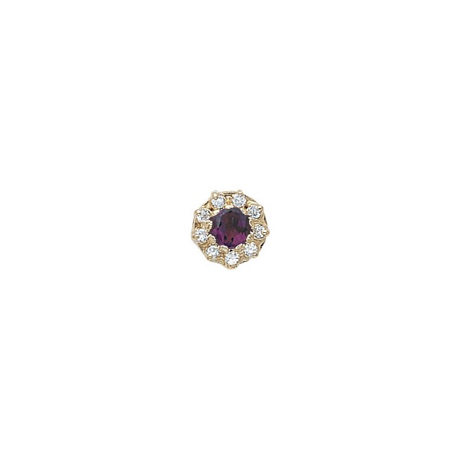 14 Karat Gold Slide with Amethyst center and Diamond accents