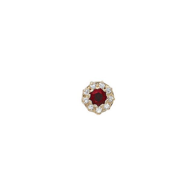 14 Karat Gold Slide with Garnet center and Diamond accents