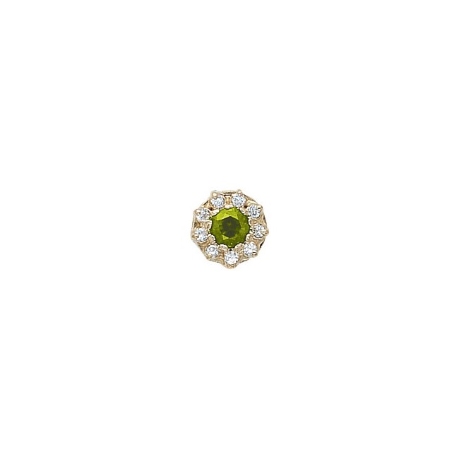 14 Karat Gold Slide with Peridot center and Diamond accents