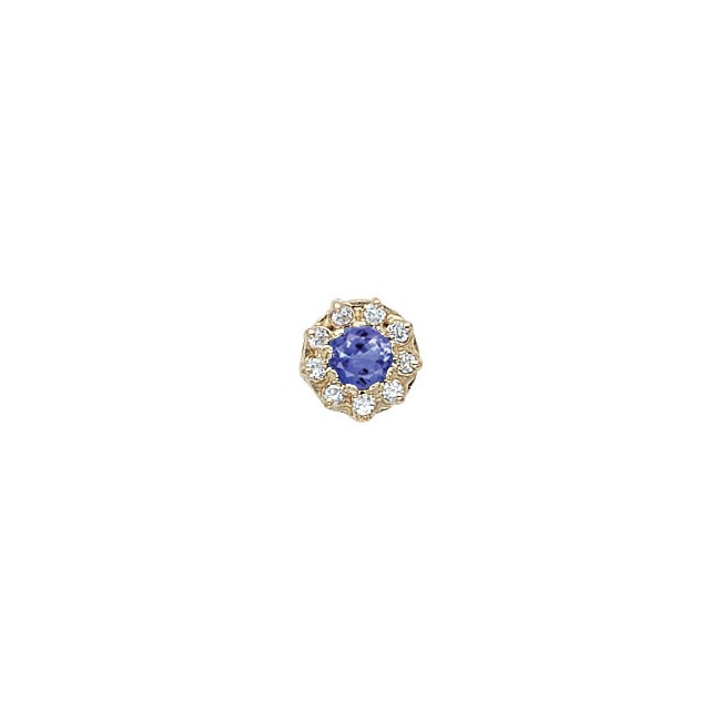 14 Karat Gold Slide with Tanzanite center and Diamond accents