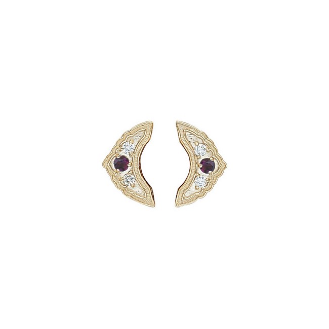 14 Karat Gold Slide with Amethyst center and Diamond accents