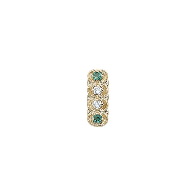 14 Karat Gold Slide with Diamond center and Emerald accents