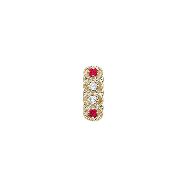 14 Karat Gold Slide with Diamond center and Ruby accents