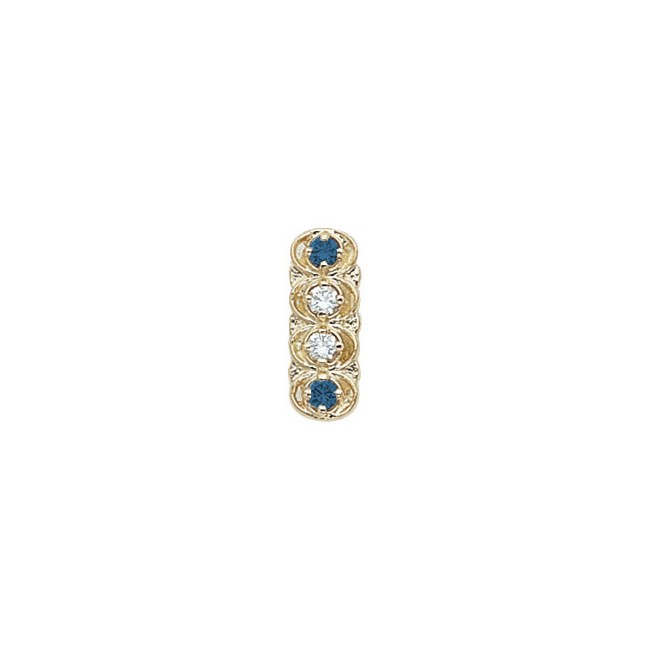 14 Karat Gold Slide with Diamond center and Sapphire accents