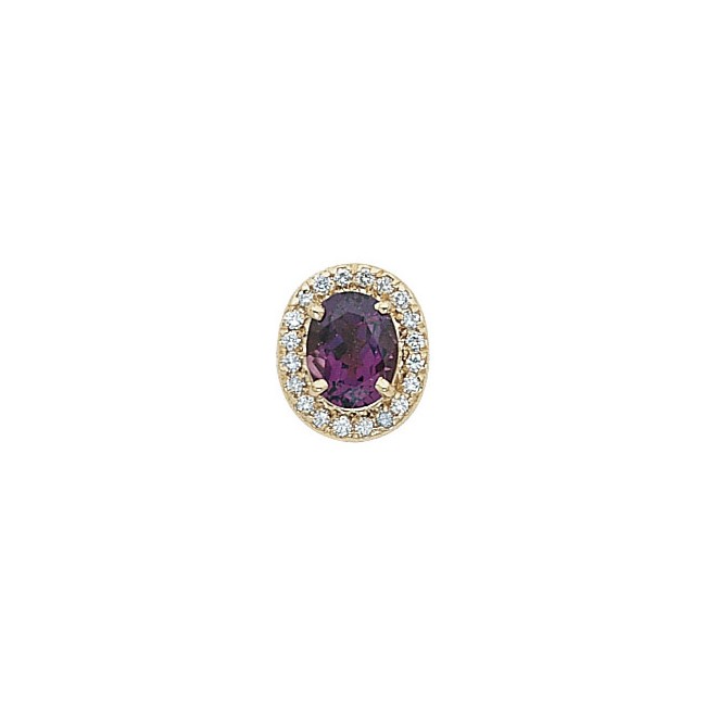 14 Karat Gold Slide with Amethyst center and Diamond accents