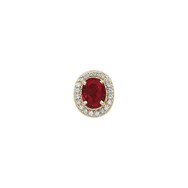 14 Karat Gold Slide with Garnet center and Diamond accents