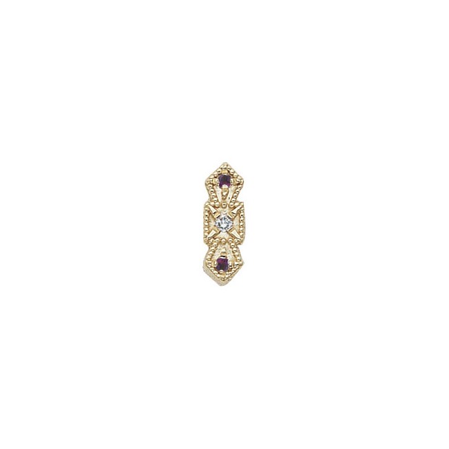 14 Karat Gold Slide with Diamond center and Amethyst accents