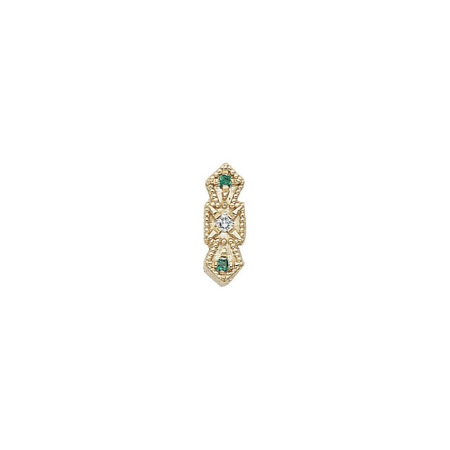 14 Karat Gold Slide with Diamond center and Emerald accents