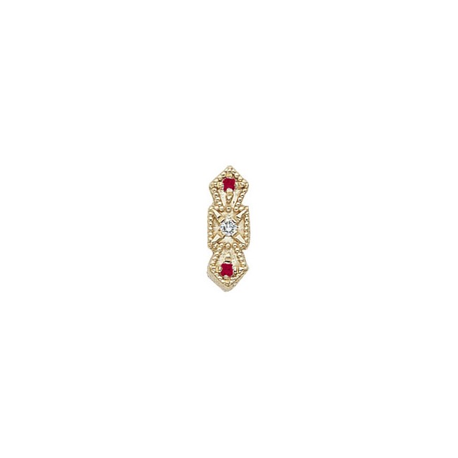 14 Karat Gold Slide with Diamond center and Ruby accents