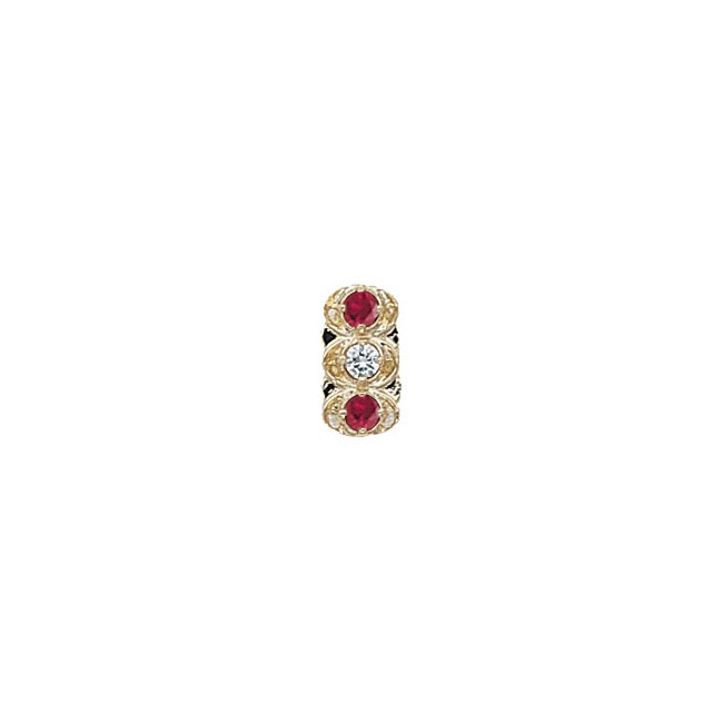 14 Karat Gold Slide with Diamond center and Ruby accents