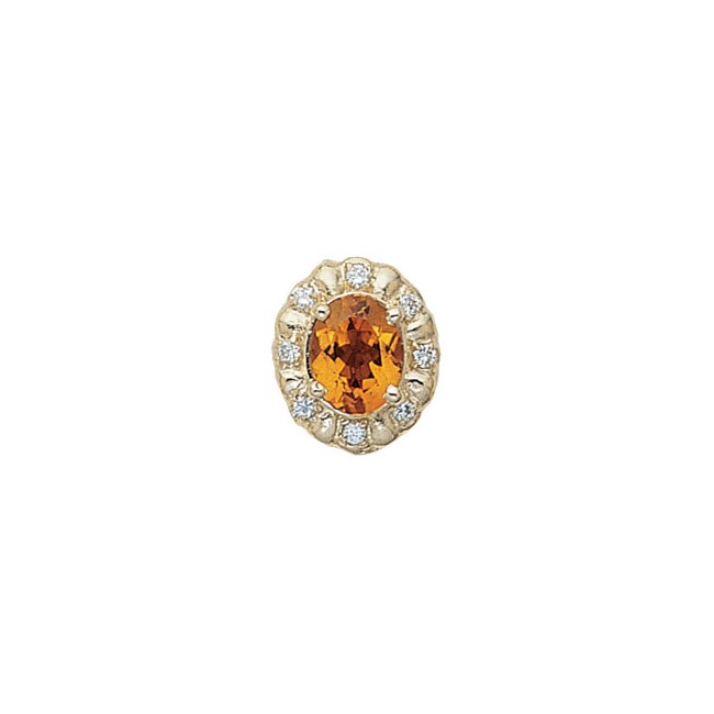 14 Karat Gold Slide with Citrine center and Diamond accents