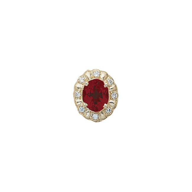 14 Karat Gold Slide with Garnet center and Diamond accents