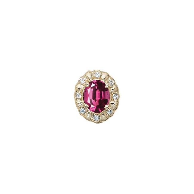 14 Karat Gold Slide with Rhodolite Garnet center and Diamond accents