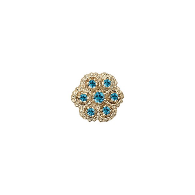 14 Karat Gold Blue Zircon Slide