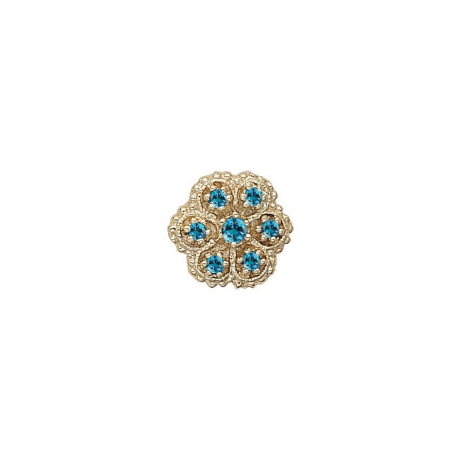 14 Karat Gold Blue Zircon Slide