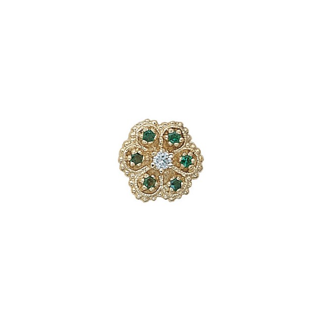 14 Karat Gold Slide with Diamond center and Emerald accents