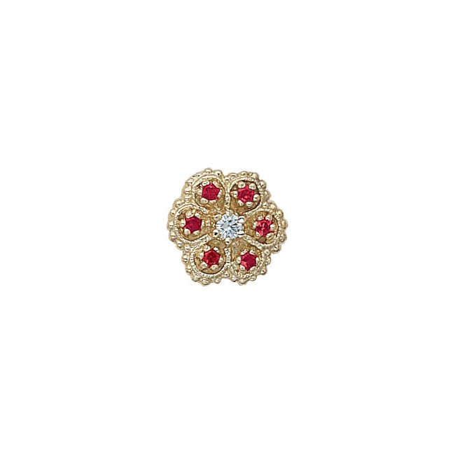 14 Karat Gold Slide with Diamond center and Ruby accents