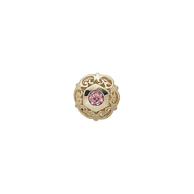 14 Karat Gold Pink Tourmaline Slide