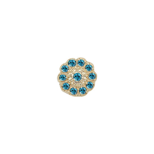 14 Karat Gold Blue Zircon Slide