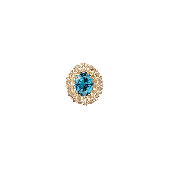 14 Karat Gold Blue Zircon Slide