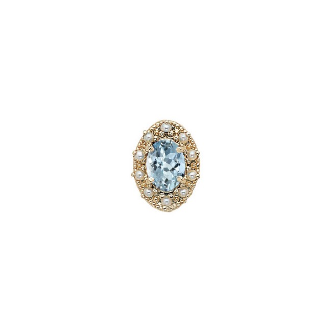 14 Karat Gold Slide with Aquamarine center and Pearl accents