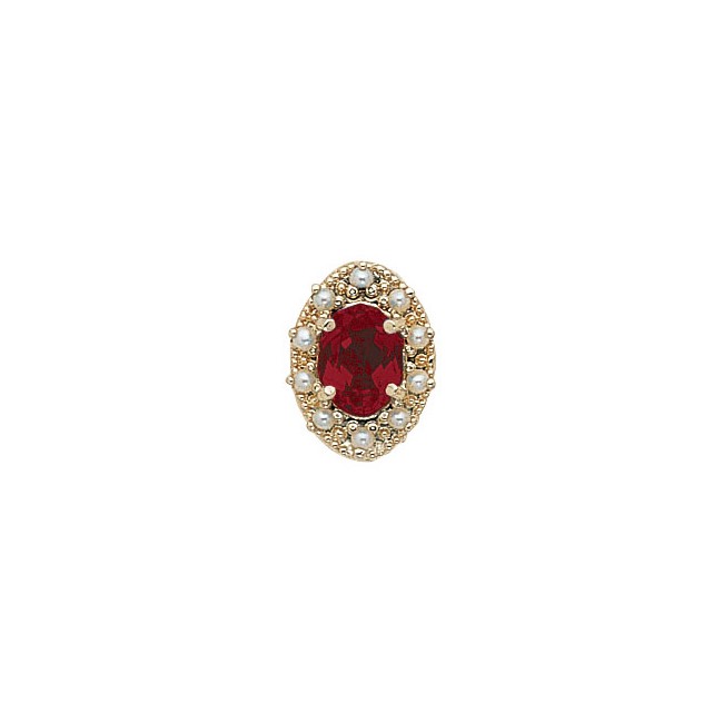 14 Karat Gold Slide with Garnet center and Pearl accents