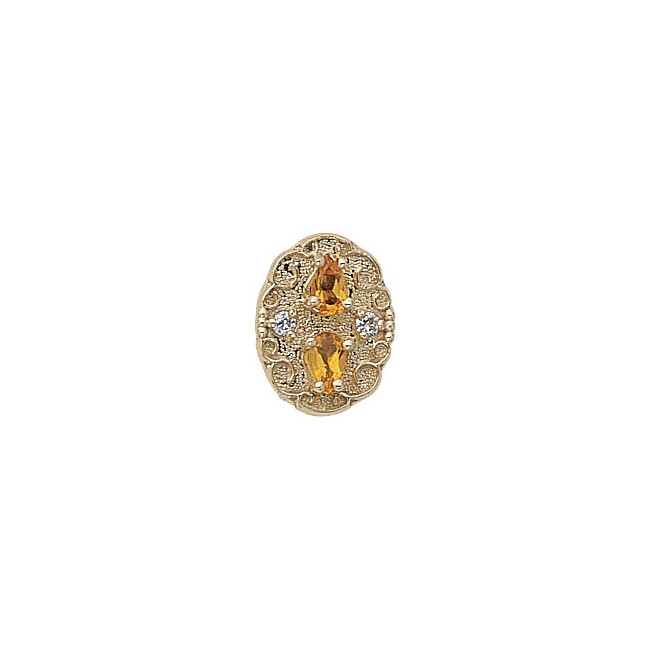 14 Karat Gold Slide with Citrine center and Diamond accents