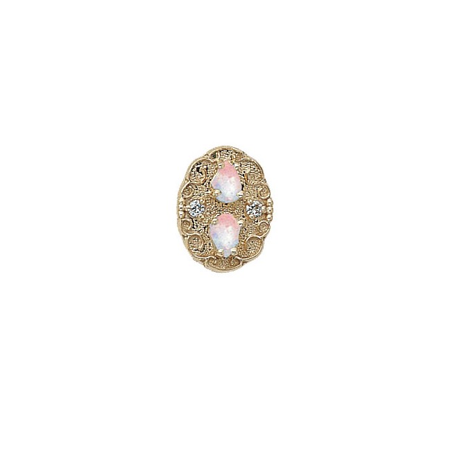 14 Karat Gold Slide with Opal center and Diamond accents