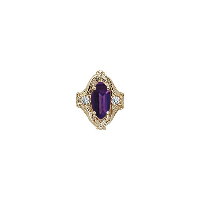 14 Karat Gold Slide with Amethyst center and Diamond accents