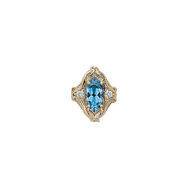 14 Karat Gold Slide with Blue Topaz center and Diamond accents