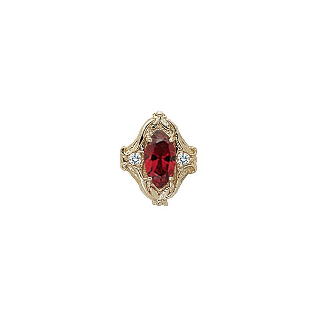 14 Karat Gold Slide with Garnet center and Diamond accents