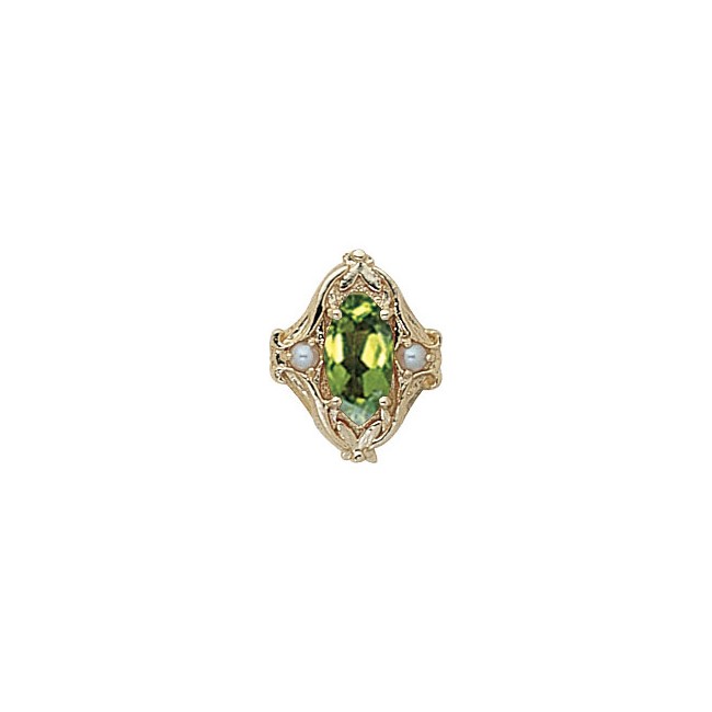 14 Karat Gold Slide with Peridot center and Pearl accents