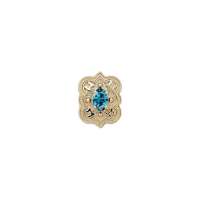 14 Karat Gold Blue Zircon Slide