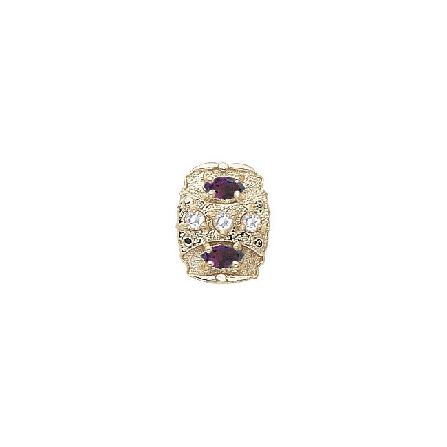 14 Karat Gold Slide with Diamond center and Amethyst accents