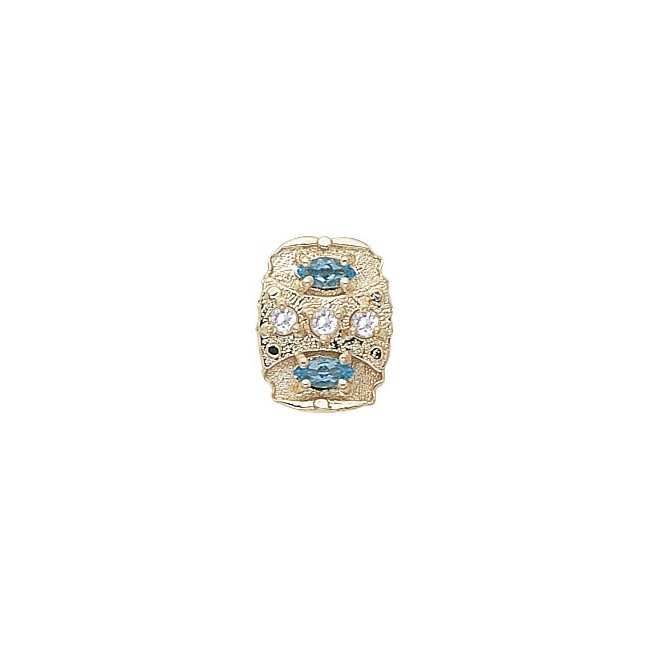 14 Karat Gold Slide with Diamond center and Blue Topaz accents
