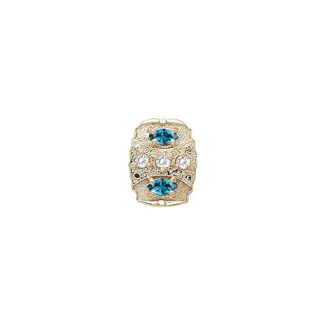 14 Karat Gold Slide with Diamond center and Blue Zircon accents