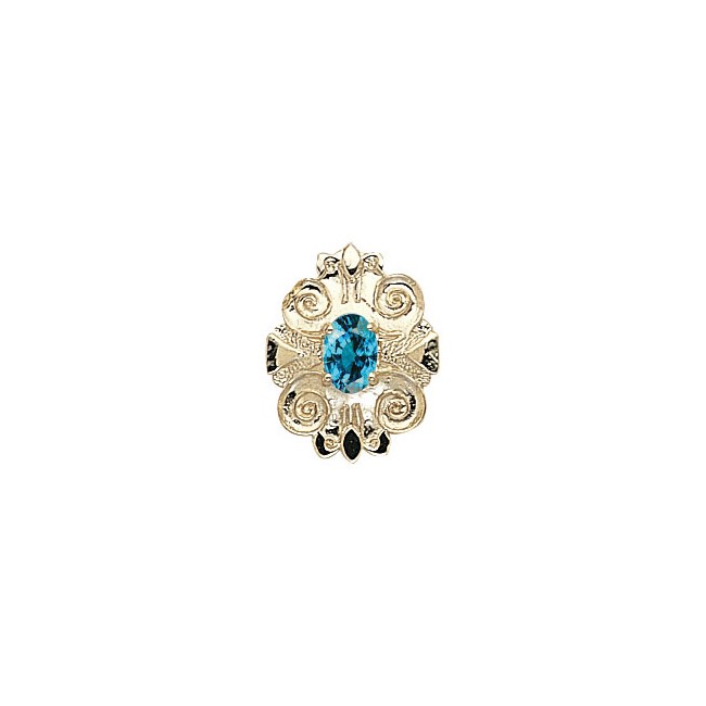 14 Karat Gold Blue Zircon Slide