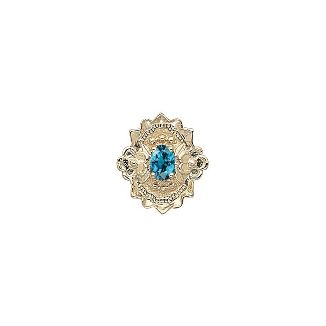 14 Karat Gold Blue Zircon Slide