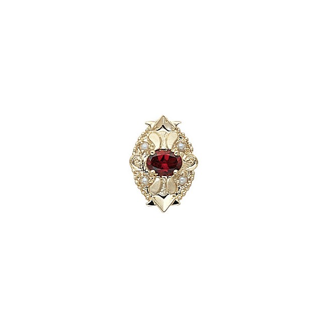 14 Karat Gold Slide with Garnet center and Pearl accents