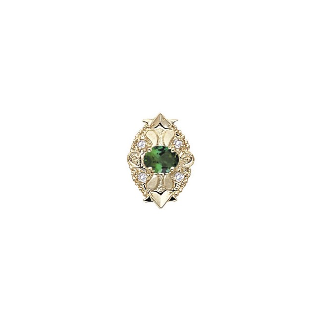 14 Karat Gold Slide with Green Tourmaline center and Diamond accents