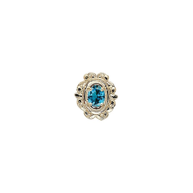 14 Karat Gold Blue Zircon Slide