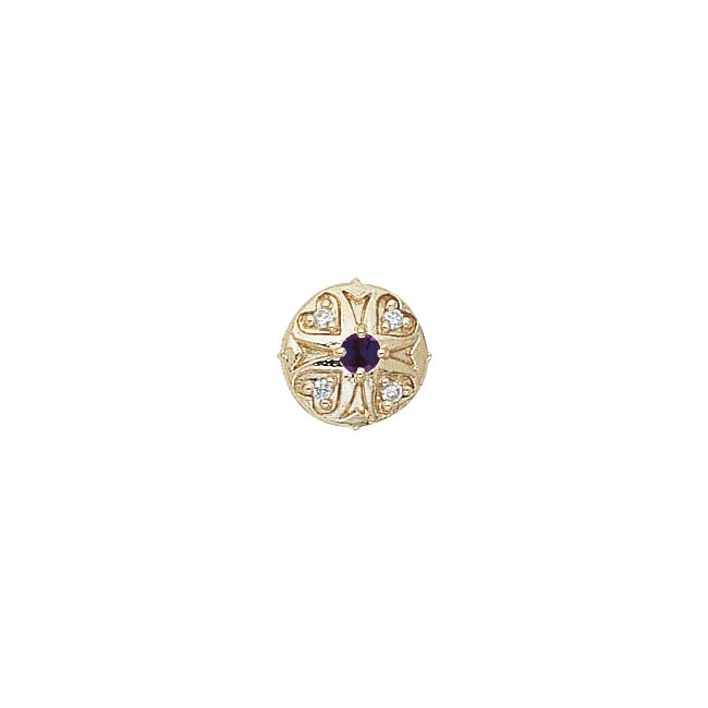 14 Karat Gold Slide with Amethyst center and Diamond accents