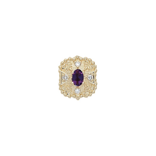 14 Karat Gold Slide with Amethyst center and Diamond accents