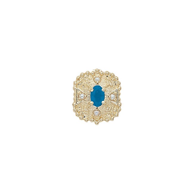14 Karat Gold Slide with Blue Topaz center and Pearl accents