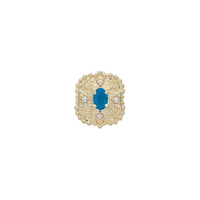 14 Karat Gold Slide with Blue Topaz center and Pearl accents