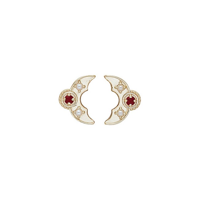 14 Karat Gold Slide with Garnet center and Pearl accents