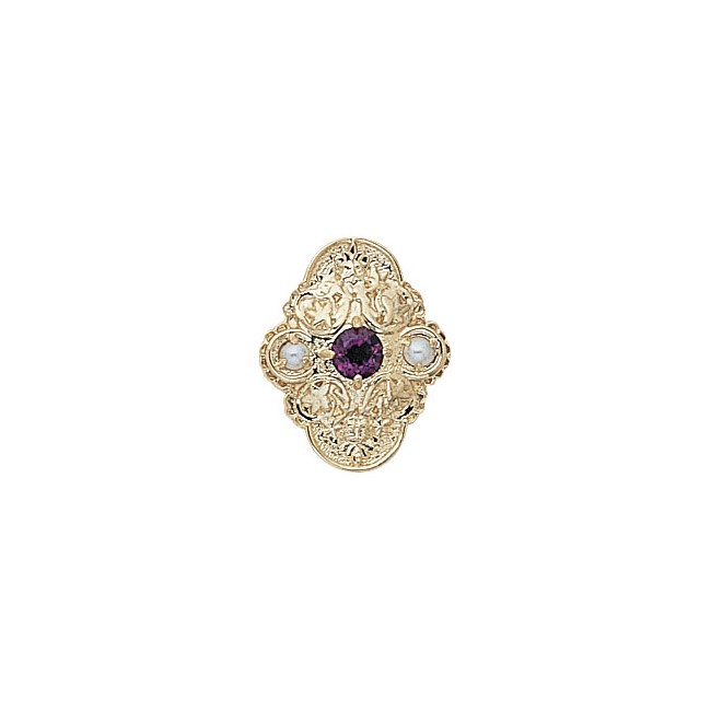 14 Karat Gold Slide with Amethyst center and Pearl accents