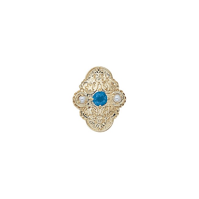 14 Karat Gold Slide with Blue Topaz center and Pearl accents